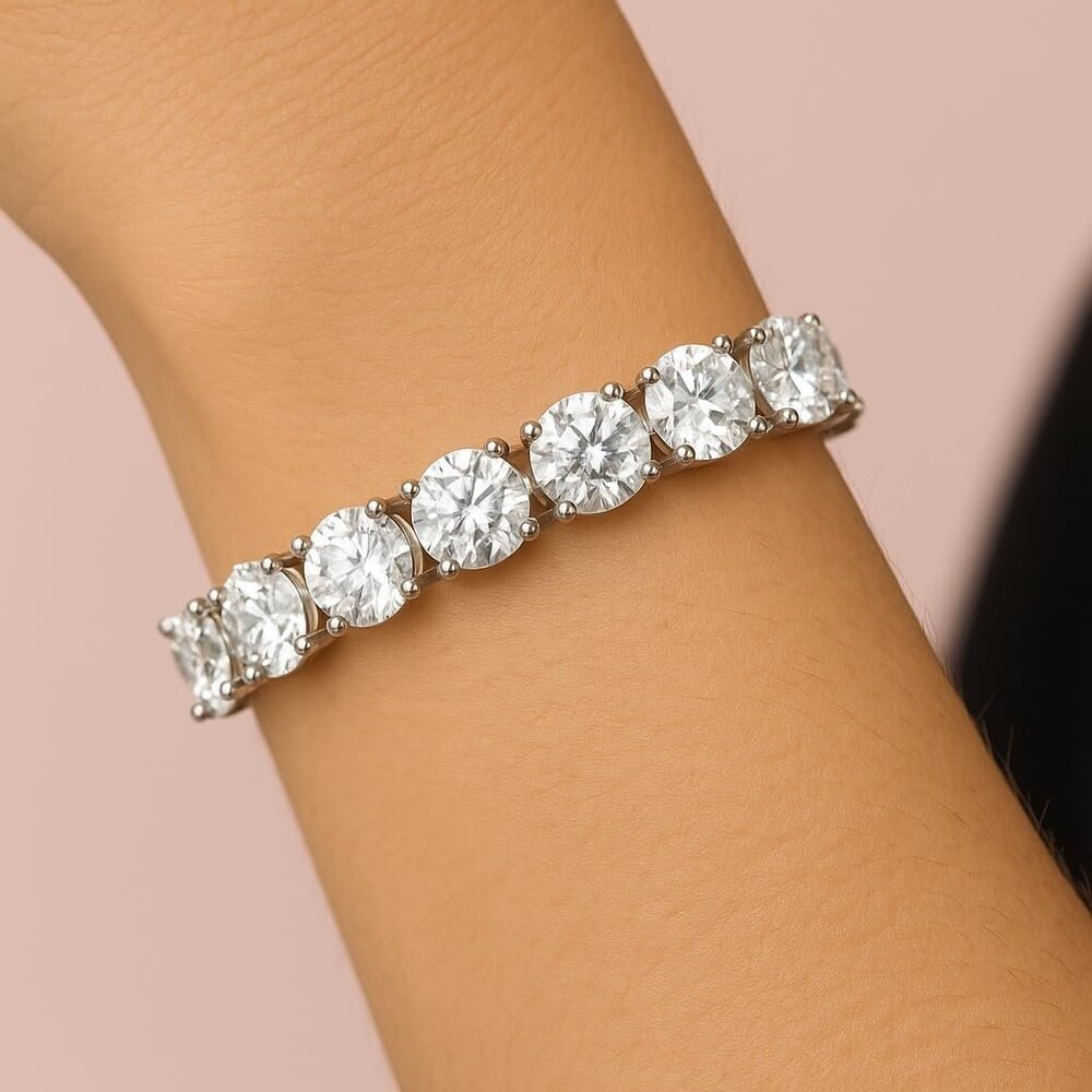 Tennis Bracelet Women - 7mm Red Cubic Zirconia Silver Plated 7 Inch with Secure - Picture 4 of 7